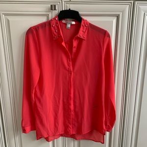 NWOT Studded pink collar top